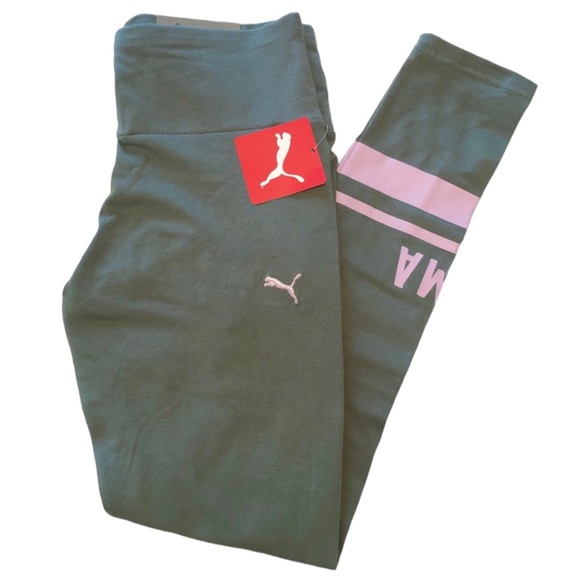 PUMA Logo Leggings in Olive Army Green NWT - Picture 6 of 13